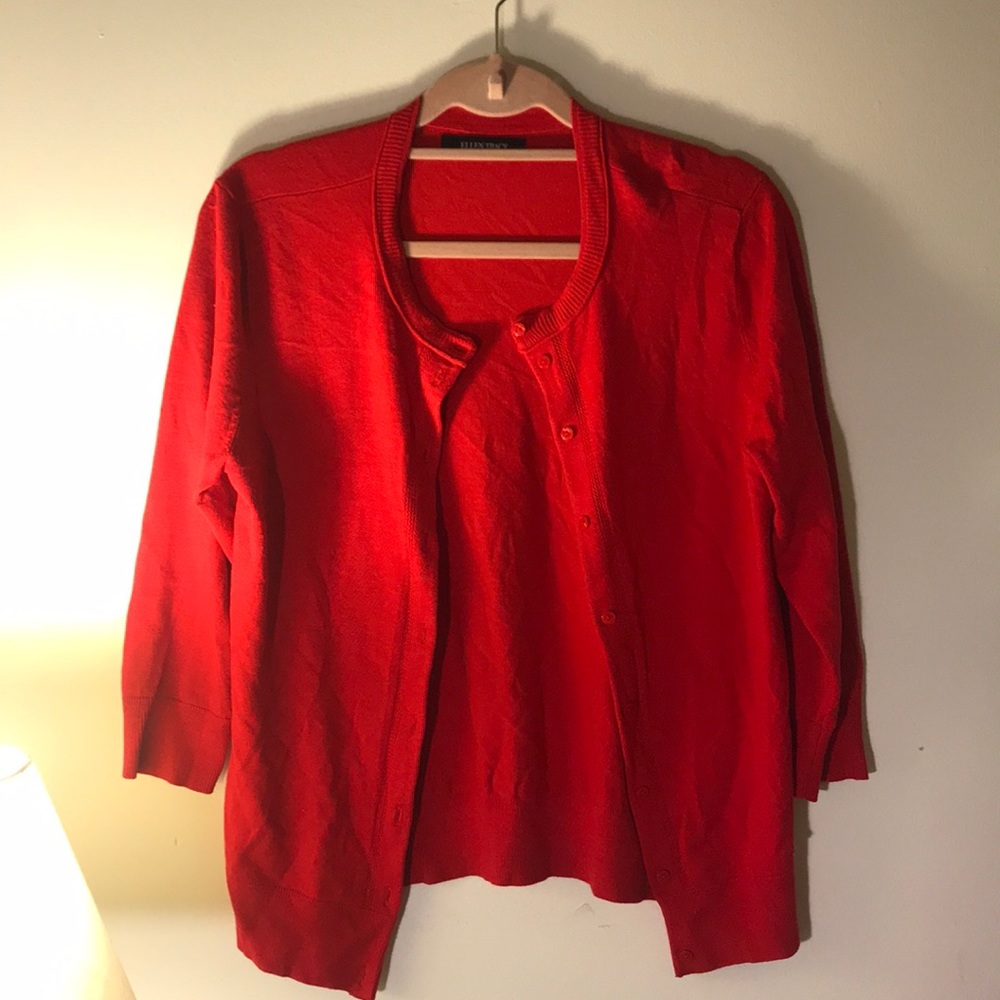 Ellen Tracy Red Cardigan